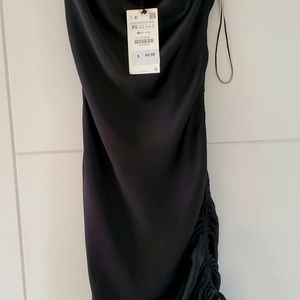 Zara black mini spaghetti strap dress